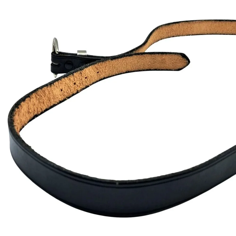 Vintage Orcas Leatherworks Black‎ Leather Belt Size 48 Embossed Orca Snap